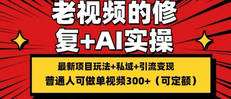 修复老视频的玩法，搬砖+引流的变现(可持久)，单条收益300+【揭秘】-硕飞聊项目