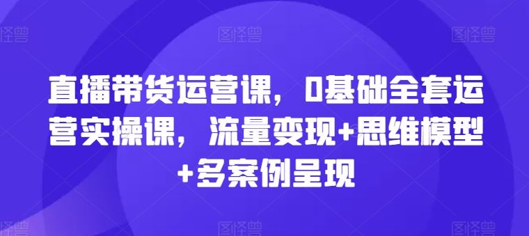 直播带货运营课，0基础全套运营实操课，流量变现+思维模型+多案例呈现-硕飞聊项目