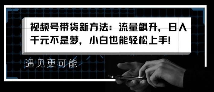 视频号带货新方法：流量飙升，日入千元不是梦，小白也能轻松上手【揭秘】-硕飞聊项目
