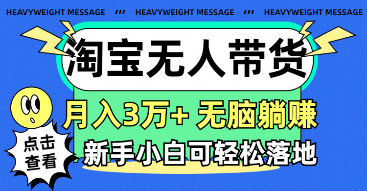 （11574期）淘宝无人带货3.0高收益玩法，月入3万+，无脑躺赚，新手小白可落地实操-硕飞聊项目