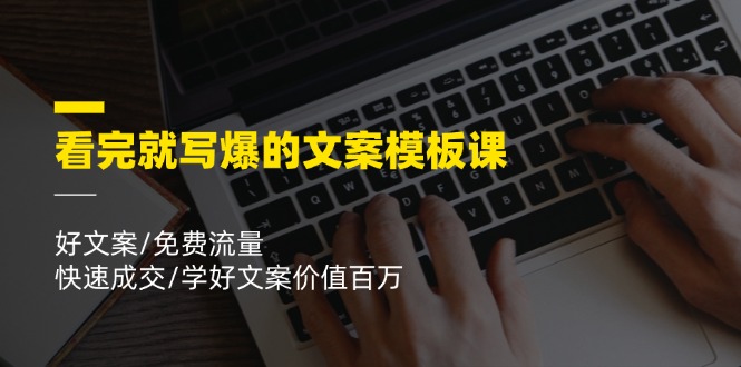 看完就写爆的文案模板课，好文案/免费流量/快速成交/学好文案价值百万-硕飞聊项目