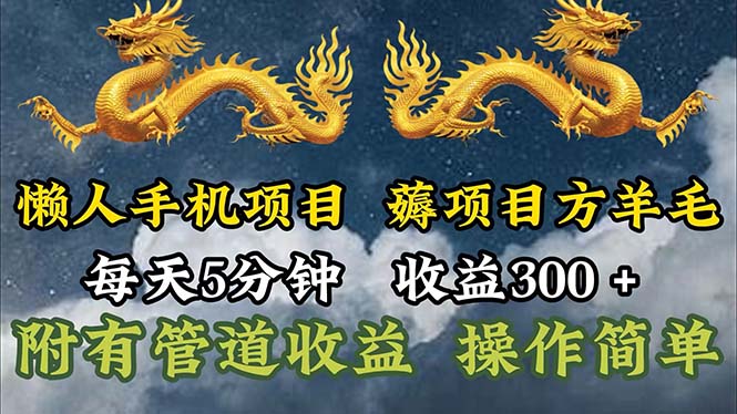 （11600期）懒人手机项目，每天5分钟，每天收益300+，多种方式可扩大收益！-硕飞聊项目