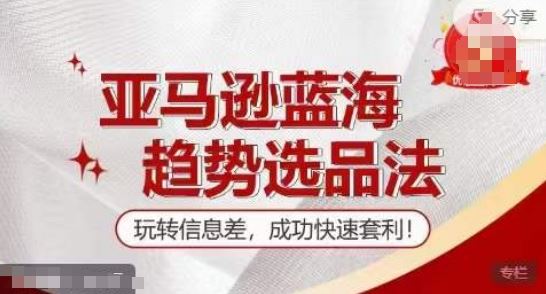 【训练营】亚马逊蓝海趋势选品法，玩转信息差，成功快速套利-硕飞聊项目