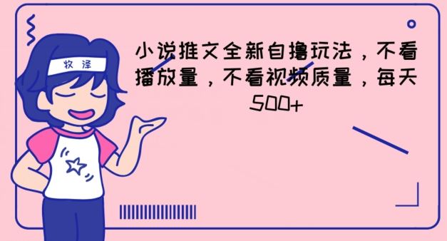 小说推文全新自撸玩法，不看播放量，不看视频质量，每天500+【揭秘】-硕飞聊项目