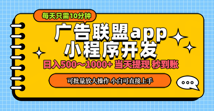 （11645期）小程序开发 广告赚钱 日入500~1000+ 小白轻松上手！-硕飞聊项目