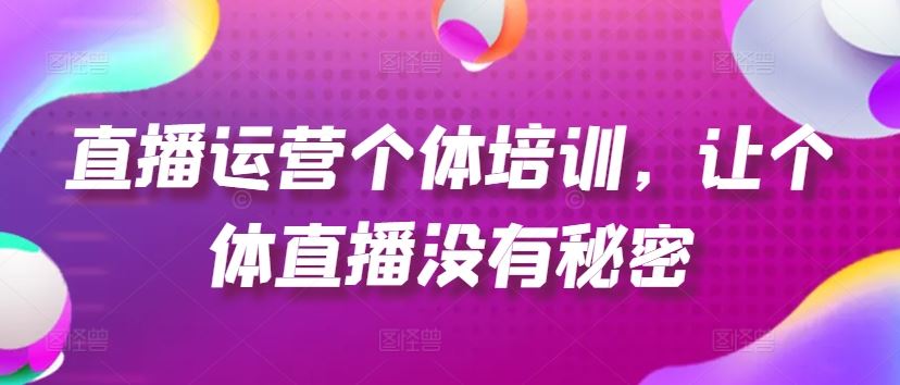 直播运营个体培训，让个体直播没有秘密，起号、货源、单品打爆、投流等玩法-硕飞聊项目