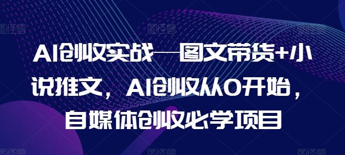 AI创收实战—图文带货+小说推文，AI创收从0开始，自媒体创收必学项目-硕飞聊项目