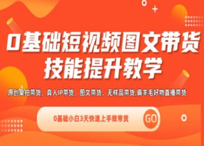 0基础短视频图文带货实操技能提升教学(直播课+视频课),0基础小白3天快速上手做带货-硕飞聊项目