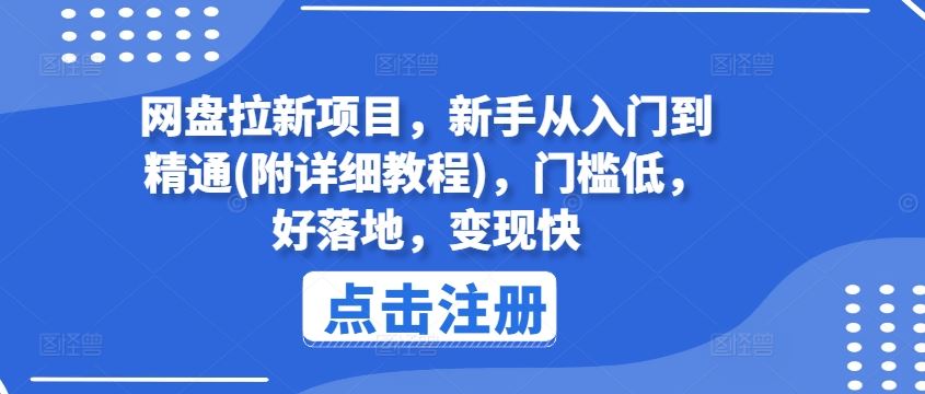 网盘拉新项目，新手从入门到精通(附详细教程)，门槛低，好落地，变现快-硕飞聊项目