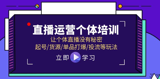 直播运营个体培训，让个体直播没有秘密，起号/货源/单品打爆/投流等玩法-硕飞聊项目