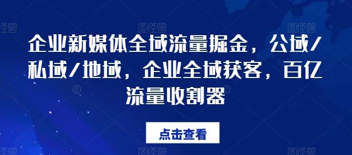 企业新媒体全域流量掘金，公域/私域/地域，企业全域获客，百亿流量收割器-硕飞聊项目