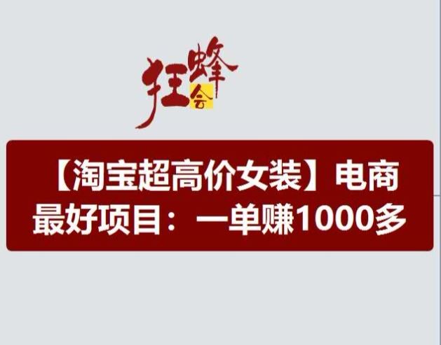 淘宝超高价女装项目，电商最好赛道，一单赚1000多-硕飞聊项目