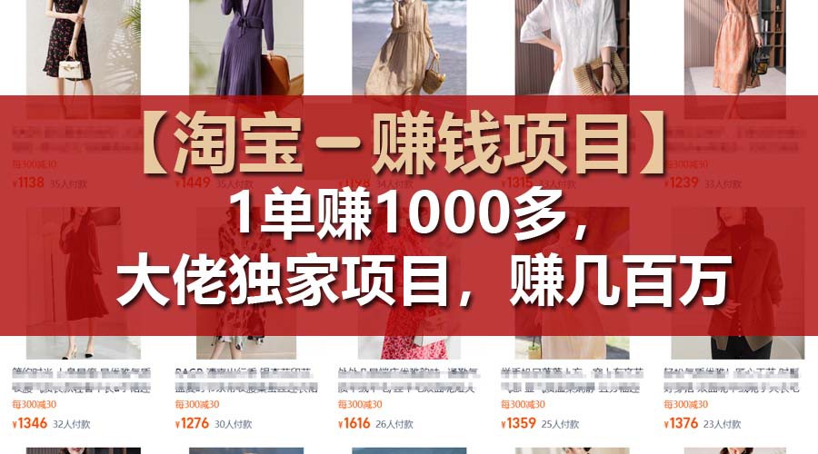 【淘宝赚钱项目】1单可赚1000多，大佬独家项目，年赚几百万-硕飞聊项目