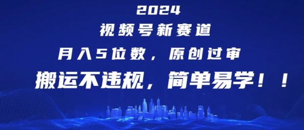 2024视频号新赛道，月入5位数+，原创过审，搬运不违规，简单易学【揭秘】-硕飞聊项目