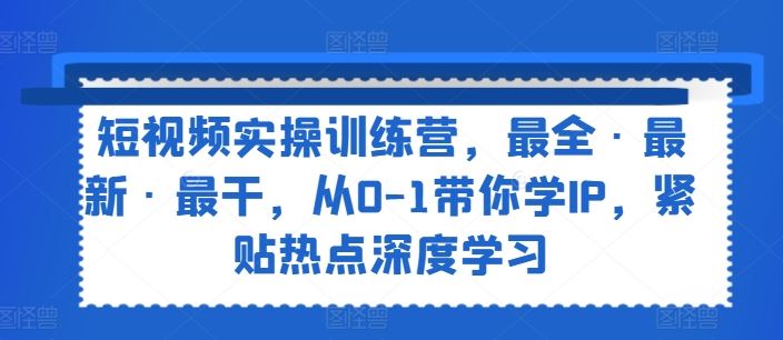 短视频实操训练营，最全·最新·最干，从0-1带你学IP，紧贴热点深度学习-硕飞聊项目