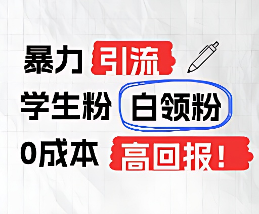 暴力引流学生粉白领粉，吊打以往垃圾玩法，0成本，高回报-硕飞聊项目
