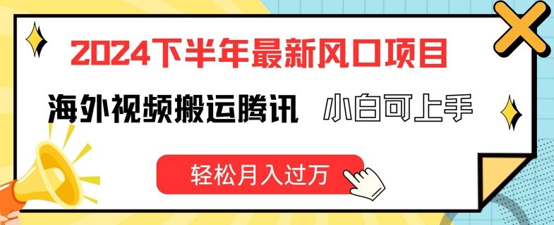 2024下半年最新风口项自，海外视频搬运腾讯，小白可上手，轻松月入过万【揭秘】-硕飞聊项目