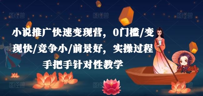 小说推广快速变现营，0门槛/变现快/竞争小/前景好，实操过程手把手针对性教学-硕飞聊项目