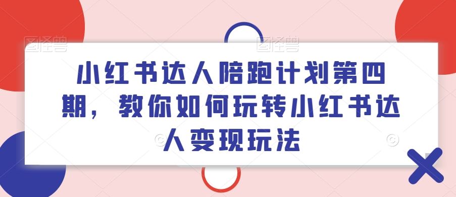 小红书达人陪跑计划第四期，教你如何玩转小红书达人变现玩法-硕飞聊项目