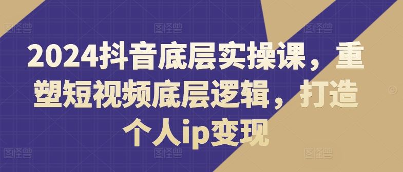 2024抖音底层实操课，​重塑短视频底层逻辑，打造个人ip变现-硕飞聊项目