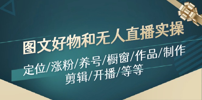 图文好物和无人直播实操：定位/涨粉/养号/橱窗/作品/制作/剪辑/开播/等等-硕飞聊项目