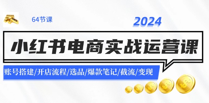 （11827期）2024小红书电商实战运营课：账号搭建/开店流程/选品/爆款笔记/截流/变现-硕飞聊项目
