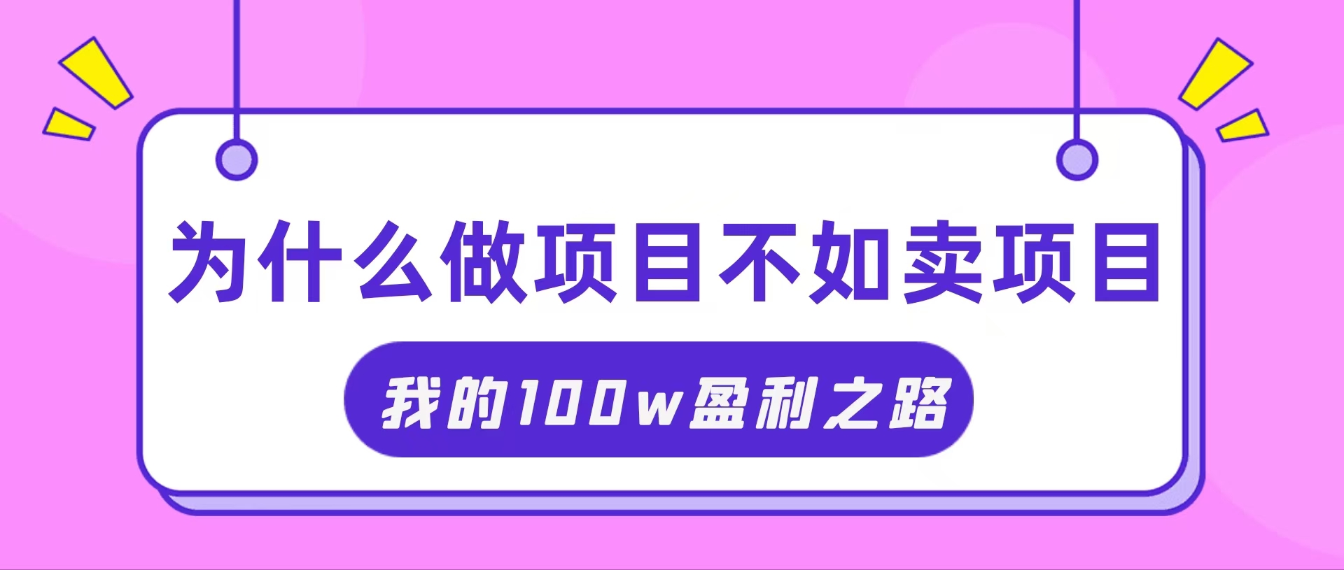 （11893期）抓住互联网创业红利期，我通过卖项目轻松赚取100W+-硕飞聊项目