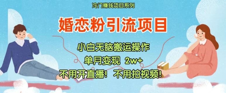 小红书婚恋粉引流，不用开直播，不用拍视频，不用做交付【揭秘】-硕飞聊项目