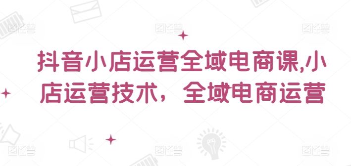 抖音小店运营全域电商课，​小店运营技术，全域电商运营-硕飞聊项目