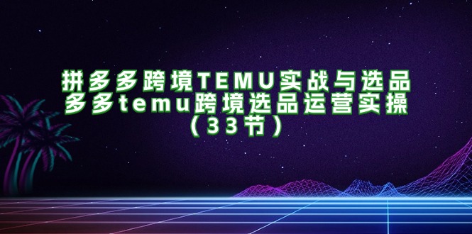 （11934期）拼多多跨境TEMU实战与选品，多多temu跨境选品运营实操（33节）-硕飞聊项目