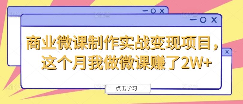 商业微课制作实战变现项目，这个月我做微课赚了2W+-硕飞聊项目
