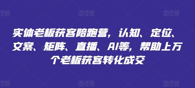 实体老板获客陪跑营，认知、定位、文案、矩阵、直播、AI等，帮助上万个老板获客转化成交-硕飞聊项目