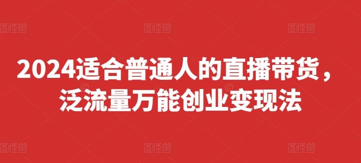 2024适合普通人的直播带货，泛流量万能创业变现法，上手快、落地快、起号快、变现快(更新8月)-硕飞聊项目