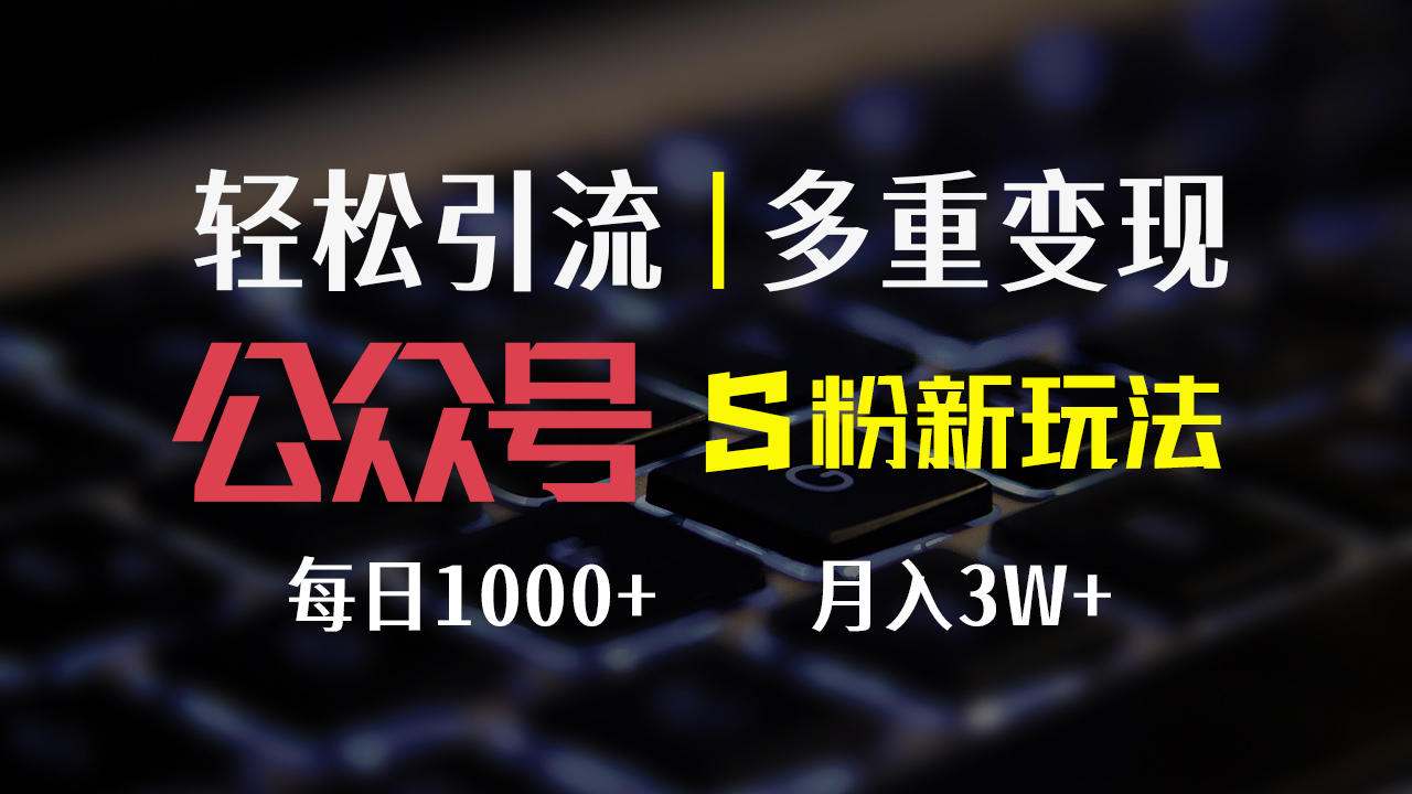 （12073期）公众号S粉新玩法，简单操作、多重变现，每日收益1000+-硕飞聊项目