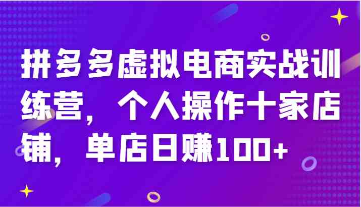 拼多多虚拟电商实战训练营，个人操作十家店铺，单店日赚100+-硕飞聊项目