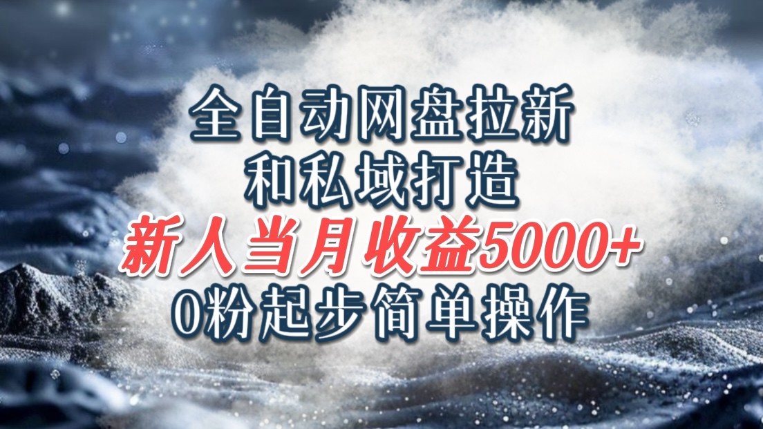 全自动网盘拉新和私域打造，0粉起步简单操作，新人入门当月收益5000以上-硕飞聊项目