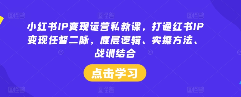 小红书IP变现运营私教课，打通红书IP变现任督二脉，底层逻辑、实操方法、战训结合-硕飞聊项目