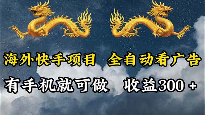 （12175期）海外快手项目，利用工具全自动看广告，每天轻松 300+-硕飞聊项目