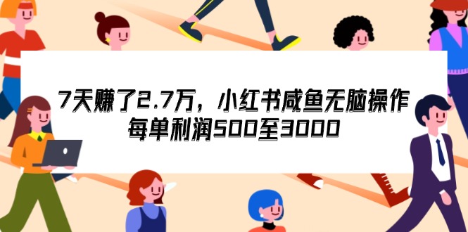 （12192期）7天收了2.7万，小红书咸鱼无脑操作，每单利润500至3000-硕飞聊项目
