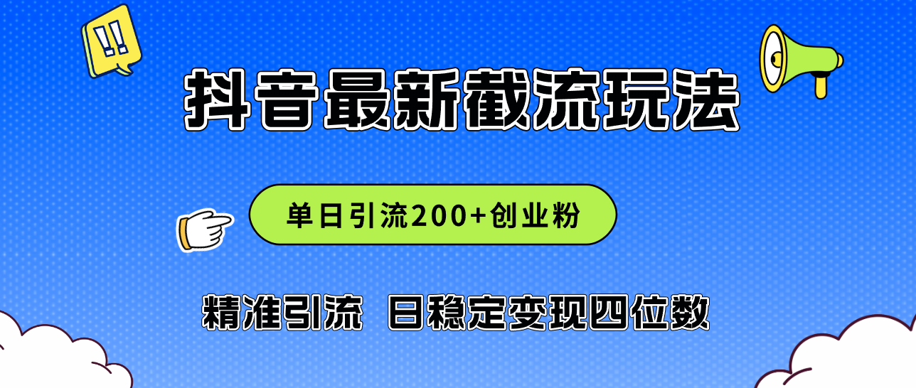 （12197期）2024年抖音评论区最新截流玩法，日引200+创业粉，日稳定变现四位数实操…-硕飞聊项目