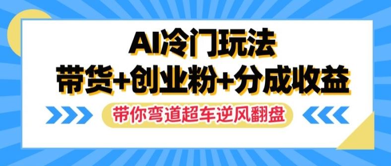 AI冷门玩法，带货+创业粉+分成收益，带你弯道超车，实现逆风翻盘【揭秘】-硕飞聊项目