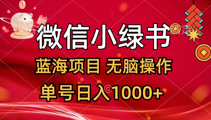（12237期）微信小绿书，蓝海项目，无脑操作，一天十几分钟，单号日入1000+-硕飞聊项目