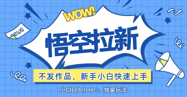 （12243期）悟空拉新最新玩法，无需作品暴力出单，小白快速上手-硕飞聊项目