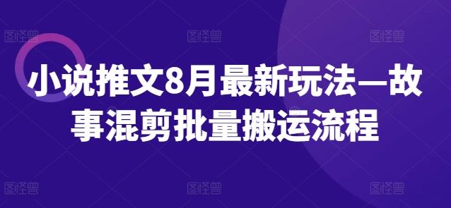 小说推文8月最新玩法—故事混剪批量搬运流程-硕飞聊项目