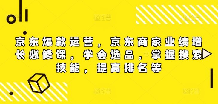 京东爆款运营，京东商家业绩增长必修课，学会选品，掌握搜索技能，提高排名等-硕飞聊项目