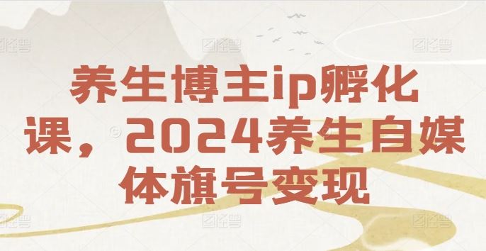 养生博主ip孵化课，2024养生自媒体旗号变现-硕飞聊项目