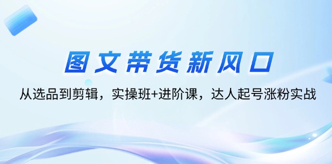 （12306期）图文带货新风口：从选品到剪辑，实操班+进阶课，达人起号涨粉实战-硕飞聊项目