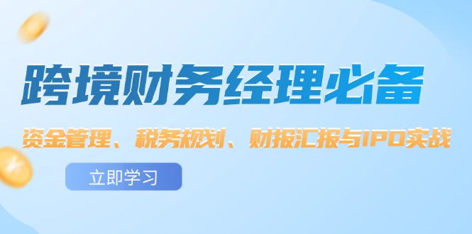 （12323期）跨境 财务经理必备：资金管理、税务规划、财报汇报与IPO实战-硕飞聊项目