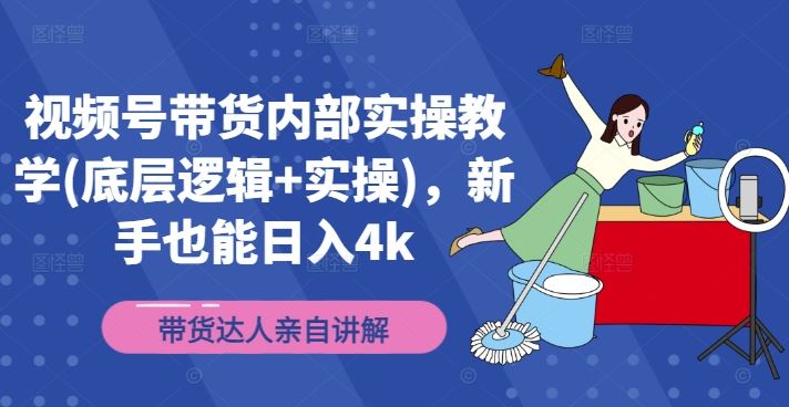 视频号带货内部实操教学(底层逻辑+实操)，新手也能日入4k-硕飞聊项目