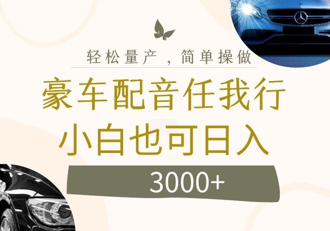 不为人知的暴力小项目，豪车配音，日入几张【揭秘】-硕飞聊项目